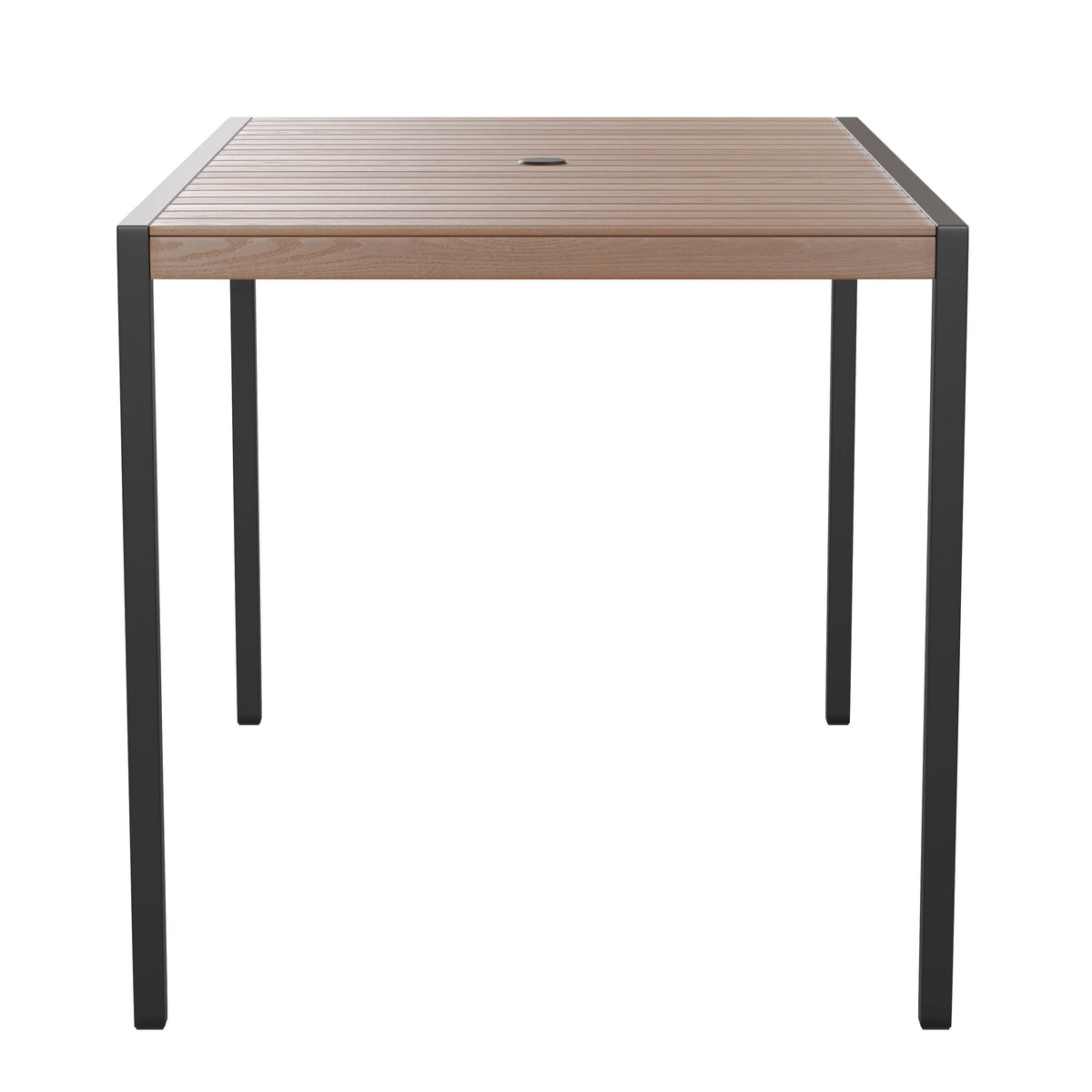Flash Furniture XU-DG-UH3048-UB19BGY-GG Black Steel Framed 30" x 48" Faux Teak Patio Table-Gray 9FT Patio Umbrella-Base - View 12