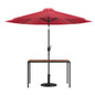 Flash Furniture XU-DG-UH3048-UB19BRD-GG Black Steel Framed 30" x 48" Faux Teak Patio Table-Red 9FT Patio Umbrella-Base - Main view