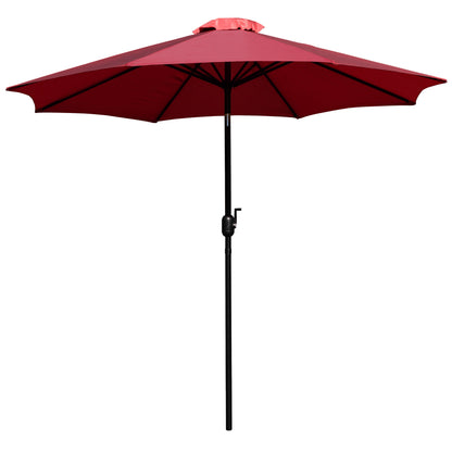 Flash Furniture XU-DG-UH3048-UB19BRD-GG Black Steel Framed 30" x 48" Faux Teak Patio Table-Red 9FT Patio Umbrella-Base - View 10
