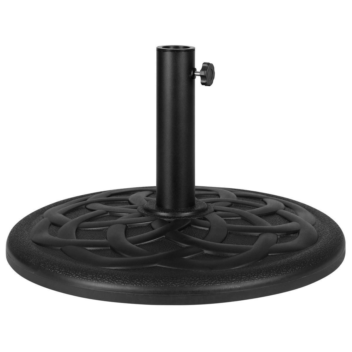 Flash Furniture XU-DG-UH3048-UB19BRD-GG Black Steel Framed 30" x 48" Faux Teak Patio Table-Red 9FT Patio Umbrella-Base - View 11