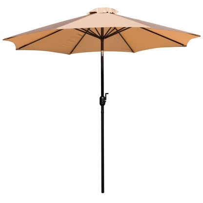 Flash Furniture XU-DG-UH3048-UB19BTN-GG Black Steel Framed 30" x 48" Faux Teak Patio Table-Tan 9FT Patio Umbrella-Base - View 10