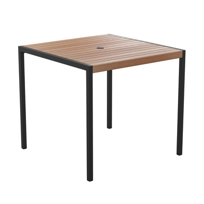 Flash Furniture XU-DG-UH8100-GG 35" Square All-Weather Faux Teak Patio Dining Table with Steel Frame - Seats 4 - Main view