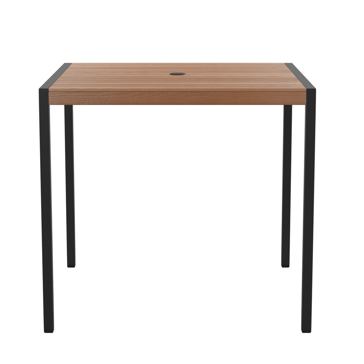 Flash Furniture XU-DG-UH8100-GG 35" Square All-Weather Faux Teak Patio Dining Table with Steel Frame - Seats 4 - View 7