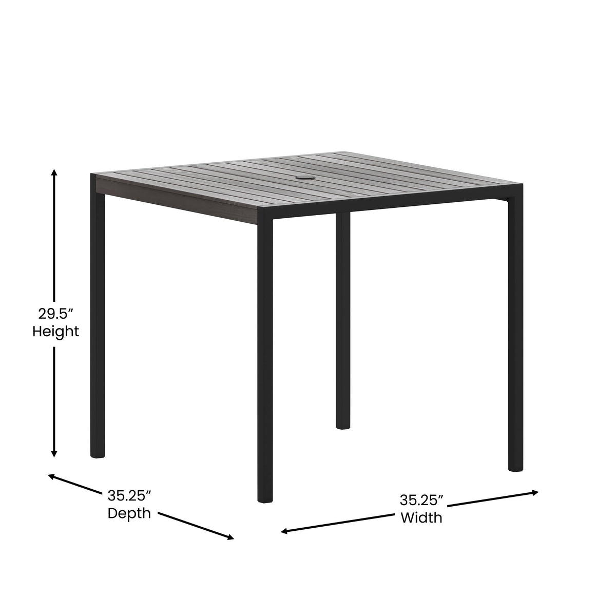 Flash Furniture XU-DG-UH8100-GY-GG Steel All-Weather Patio Dining Table with Gray Wash Faux Teak Slat Top-Seats 4 - View 4