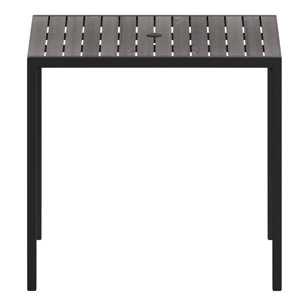 Flash Furniture XU-DG-UH8100-GY-GG Steel All-Weather Patio Dining Table with Gray Wash Faux Teak Slat Top-Seats 4 - View 7