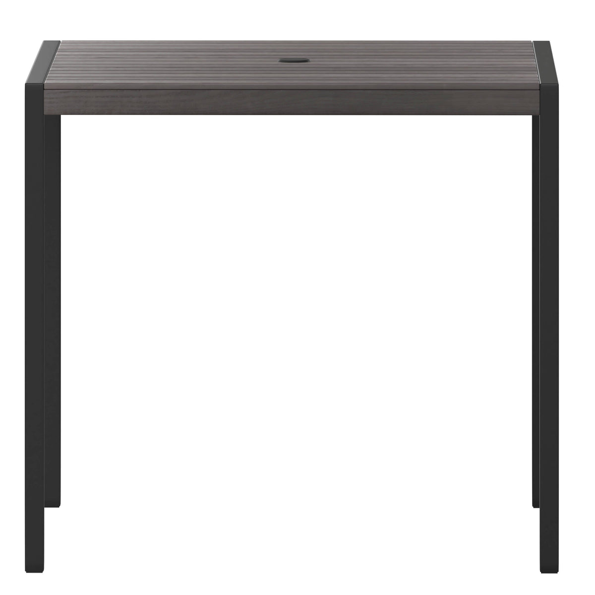 Flash Furniture XU-DG-UH8100-GY-GG Steel All-Weather Patio Dining Table with Gray Wash Faux Teak Slat Top-Seats 4 - View 8
