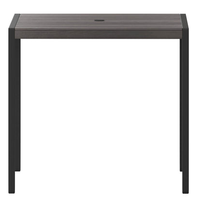 Flash Furniture XU-DG-UH8100-GY-GG Steel All-Weather Patio Dining Table with Gray Wash Faux Teak Slat Top-Seats 4 - View 8