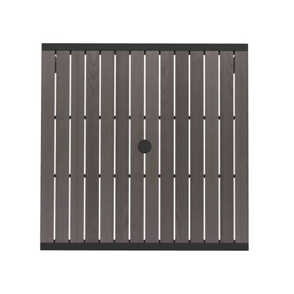 Flash Furniture XU-DG-UH8100-GY-GG Steel All-Weather Patio Dining Table with Gray Wash Faux Teak Slat Top-Seats 4 - View 9