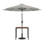 Flash Furniture XU-DG-UH8100-UB19BGY-GG Black Steel Framed 35" Square Faux Teak Patio Table-Gray 9FT Patio Umbrella-Base - Main view