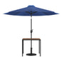 Flash Furniture XU-DG-UH8100-UB19BNV-GG Black Steel Framed 35" Square Faux Teak Patio Table-Navy 9FT Patio Umbrella-Base - Main view