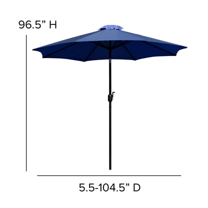 Flash Furniture XU-DG-UH8100-UB19BNV-GG Black Steel Framed 35" Square Faux Teak Patio Table-Navy 9FT Patio Umbrella-Base - View 6