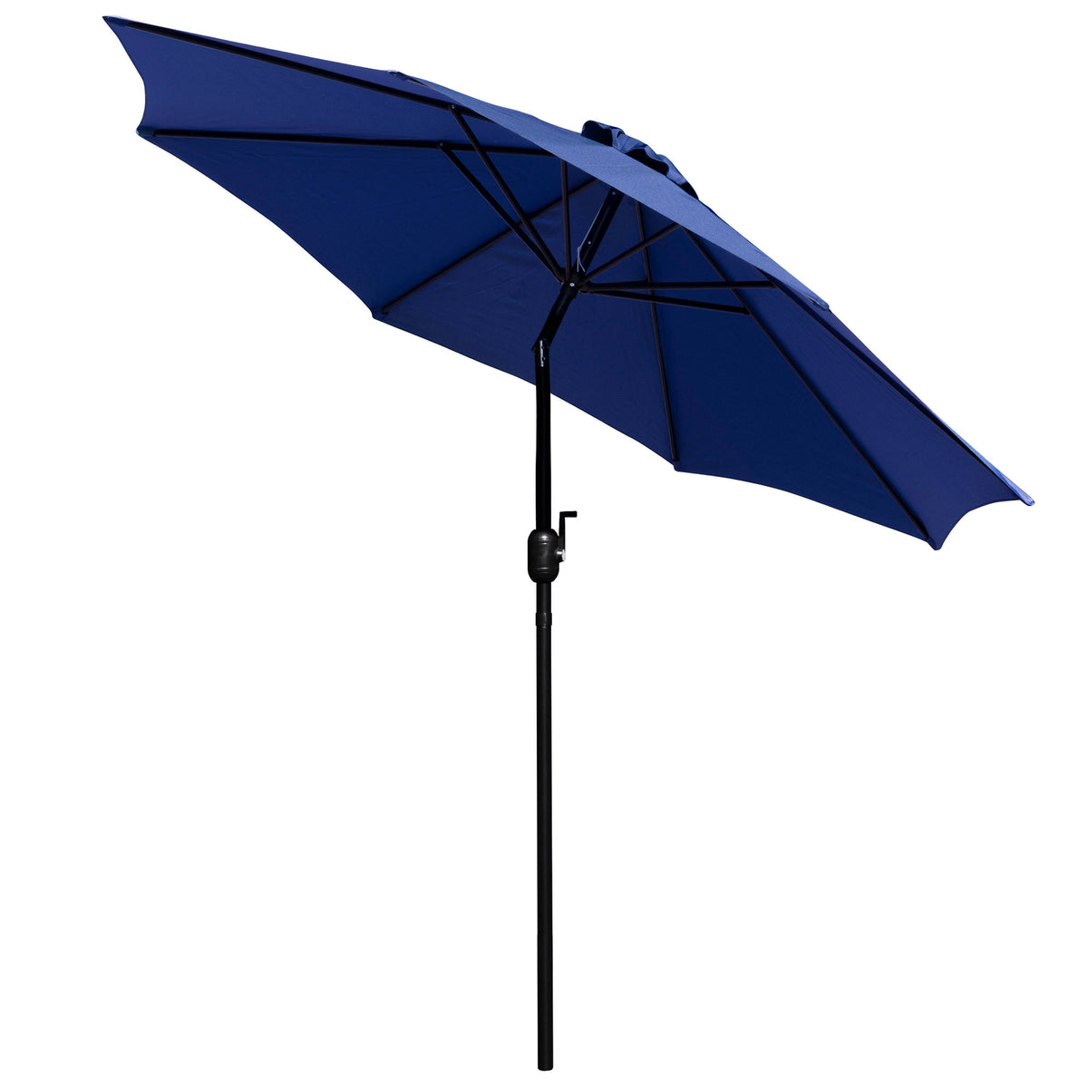 Flash Furniture XU-DG-UH8100-UB19BNV-GG Black Steel Framed 35" Square Faux Teak Patio Table-Navy 9FT Patio Umbrella-Base - View 8