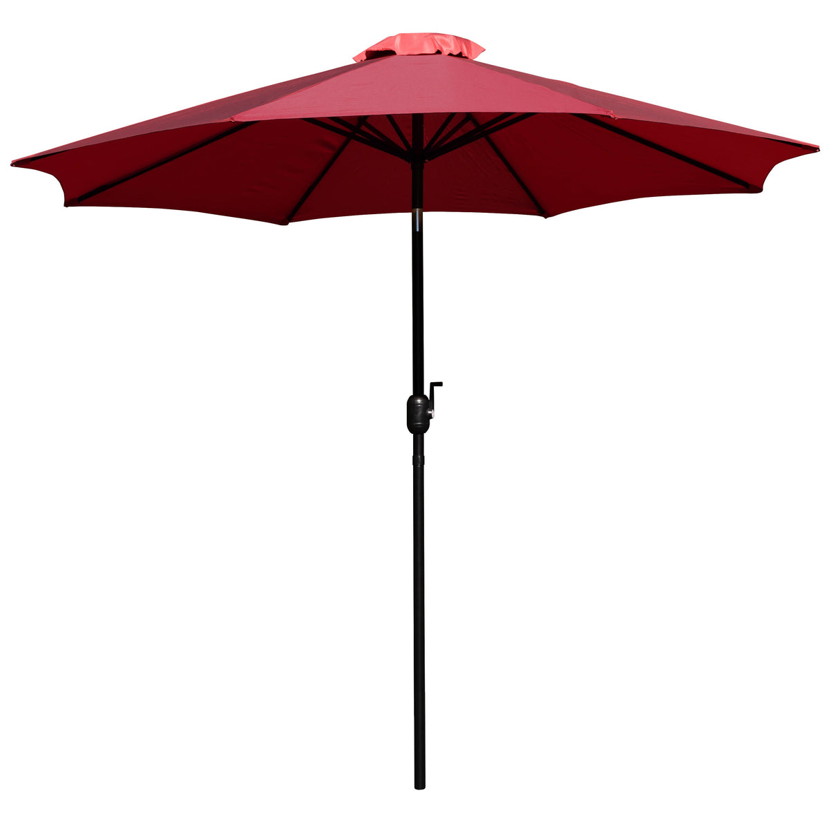 Flash Furniture XU-DG-UH8100-UB19BRD-GG Black Steel Framed 35" Square Faux Teak Patio Table-Red 9FT Patio Umbrella-Base - View 10