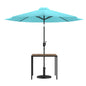 Flash Furniture XU-DG-UH8100-UB19BTL-GG Black Steel Framed 35" Square Faux Teak Patio Table-Tan 9FT Patio Umbrella-Base (Teal) - Main view