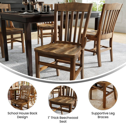 Flash Furniture XU-DG-W0006-ANTCPR-GG School House Back Antique Copper Wood Restaurant Chair with Footrest - View 3