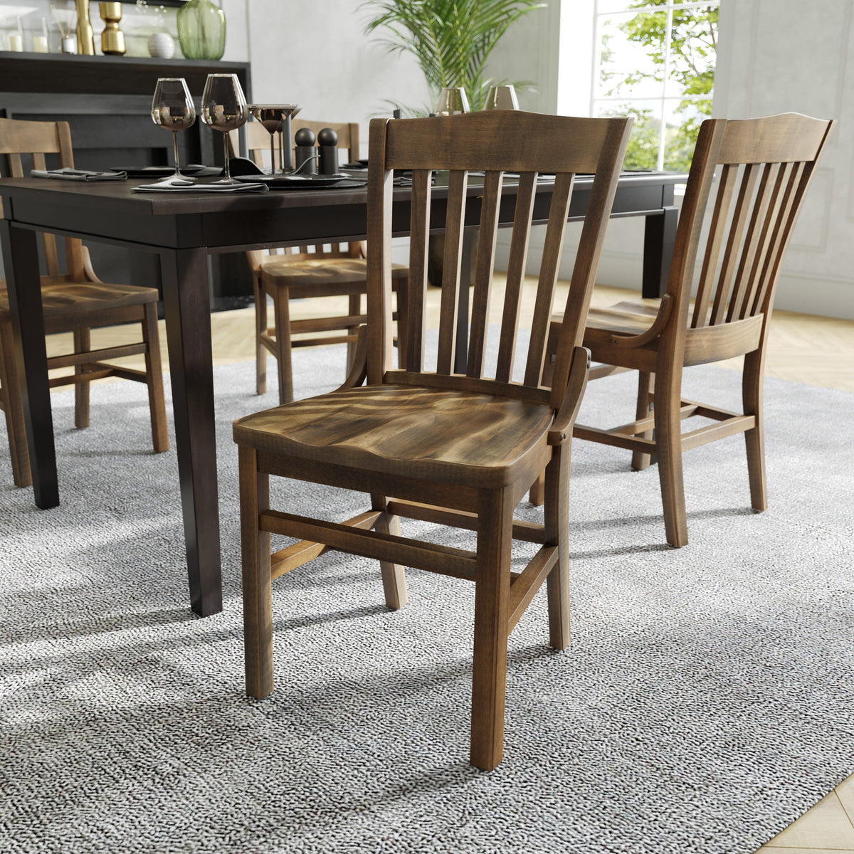 Flash Furniture XU-DG-W0006-ANTCPR-GG School House Back Antique Copper Wood Restaurant Chair with Footrest - View 5