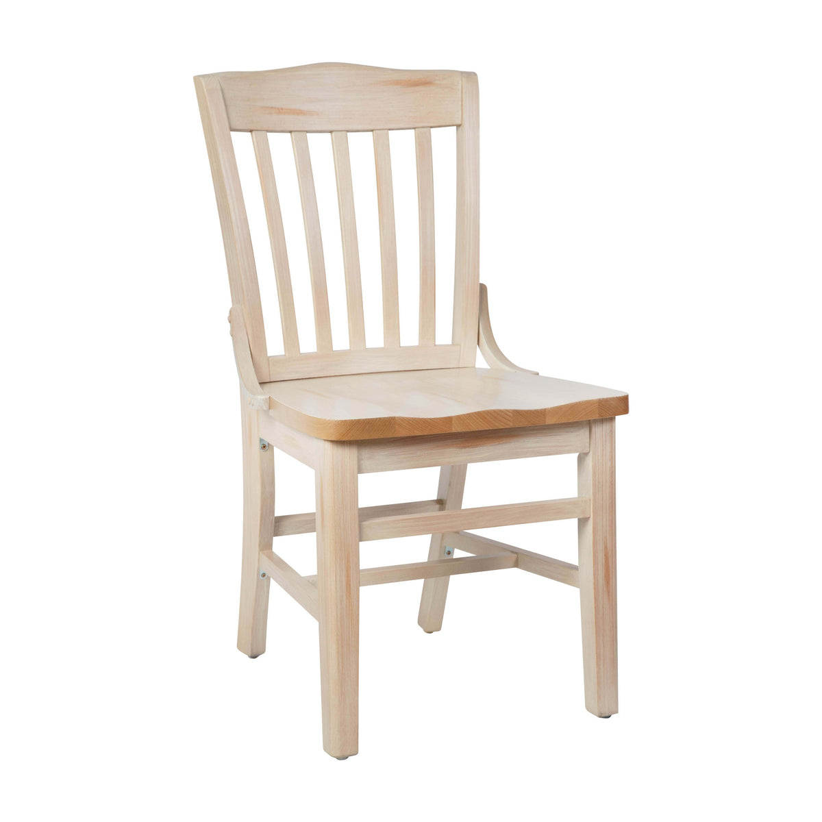 Flash Furniture XU-DG-W0006-ANTWHT-GG School House Back Antique White Wood Restaurant Chair with Footrest - Main view