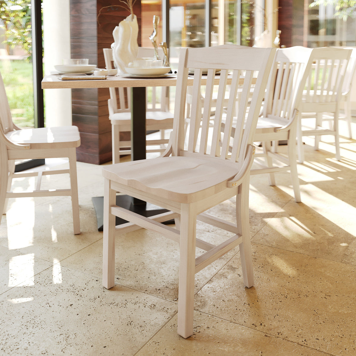 Flash Furniture XU-DG-W0006-ANTWHT-GG School House Back Antique White Wood Restaurant Chair with Footrest - View 2