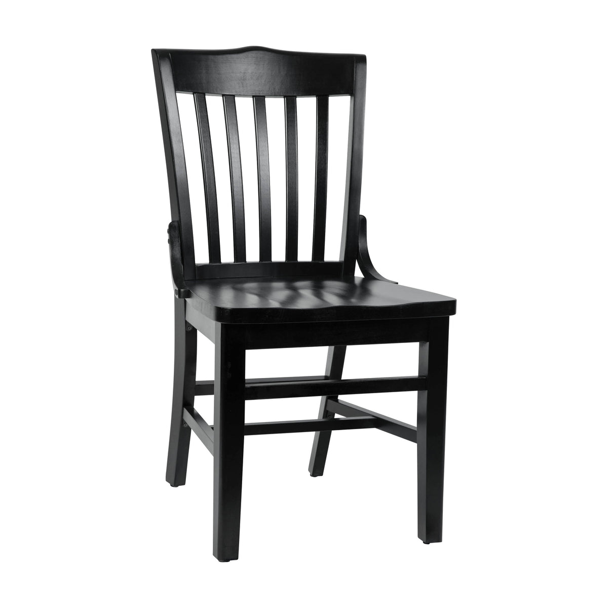 Flash Furniture XU-DG-W0006-BLK-GG School House Back Black Wood Restaurant Chair with Footrest - Main view