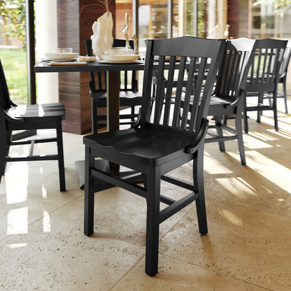 Flash Furniture XU-DG-W0006-BLK-GG School House Back Black Wood Restaurant Chair with Footrest - View 2