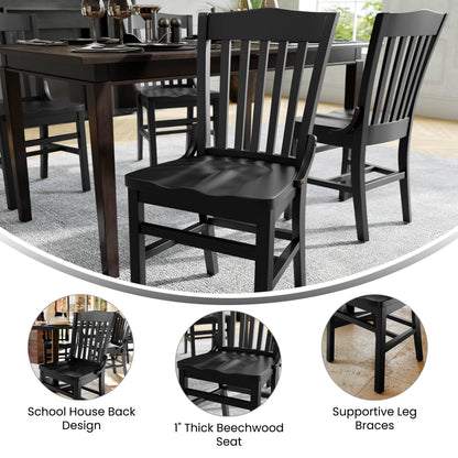 Flash Furniture XU-DG-W0006-BLK-GG School House Back Black Wood Restaurant Chair with Footrest - View 3