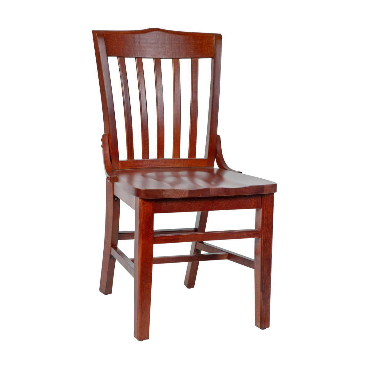 Flash Furniture XU-DG-W0006-MAH-GG School House Back Mahogany Wood Restaurant Chair with Footrest - Main view
