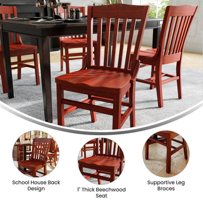 Flash Furniture XU-DG-W0006-MAH-GG School House Back Mahogany Wood Restaurant Chair with Footrest - View 3