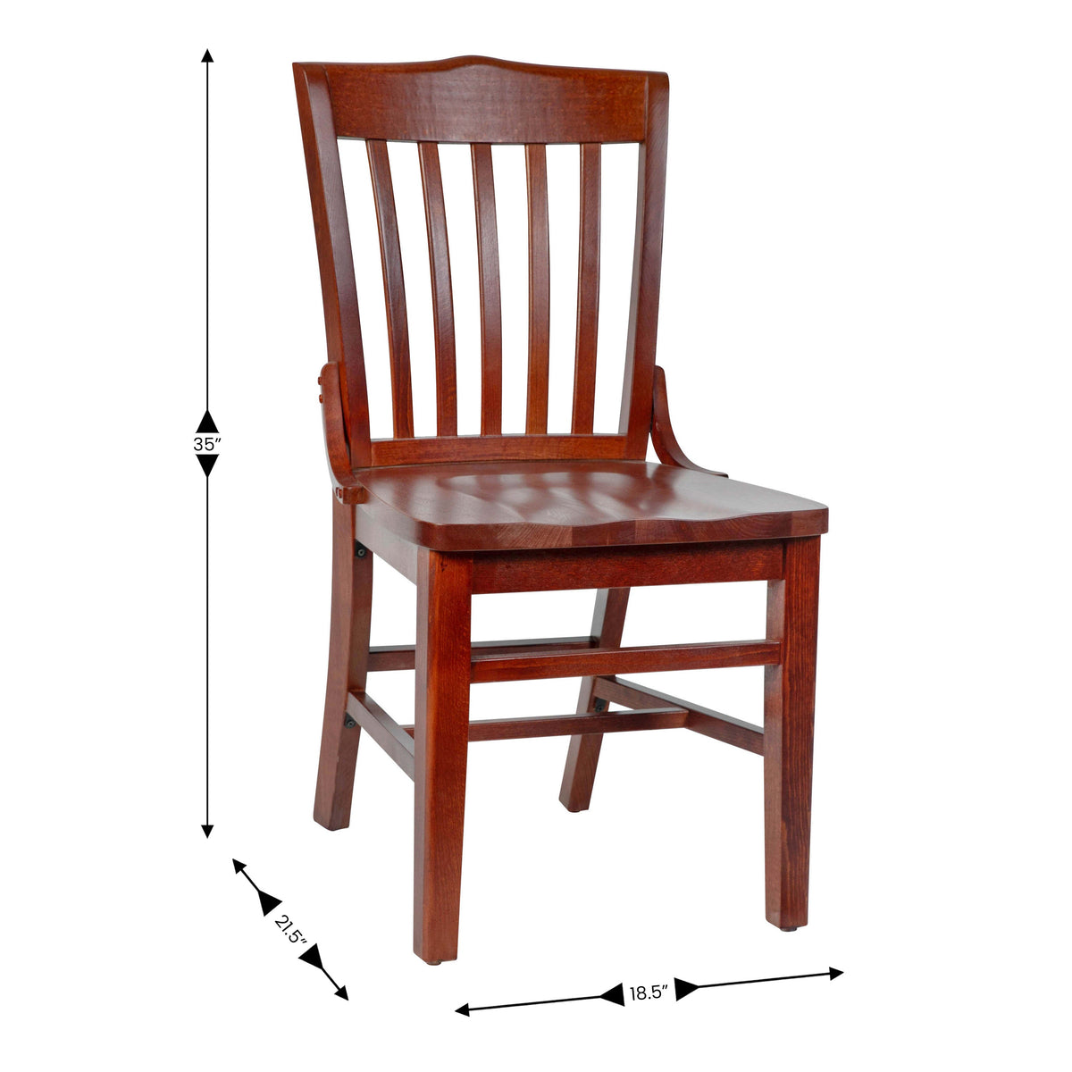 Flash Furniture XU-DG-W0006-MAH-GG School House Back Mahogany Wood Restaurant Chair with Footrest - View 4