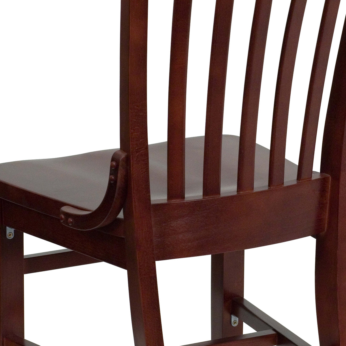 Flash Furniture XU-DG-W0006-MAH-GG School House Back Mahogany Wood Restaurant Chair with Footrest - View 6