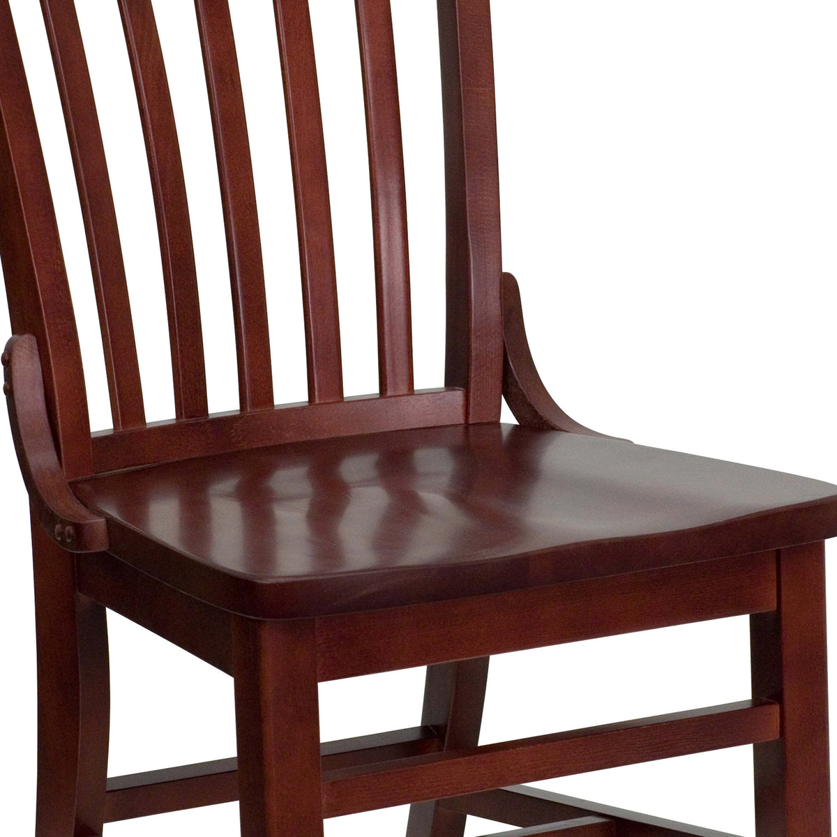 Flash Furniture XU-DG-W0006-MAH-GG School House Back Mahogany Wood Restaurant Chair with Footrest - View 9