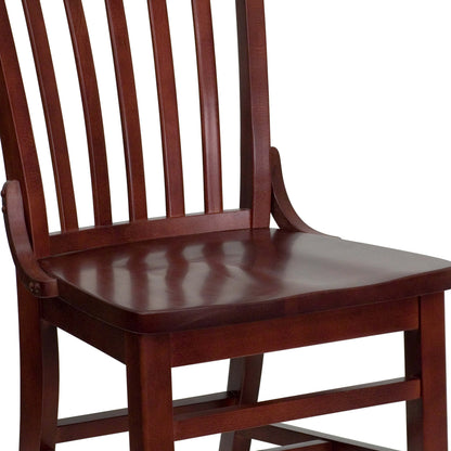 Flash Furniture XU-DG-W0006-MAH-GG School House Back Mahogany Wood Restaurant Chair with Footrest - View 9