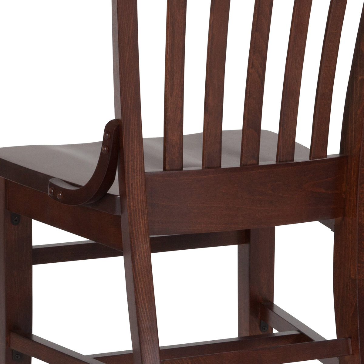 Flash Furniture XU-DG-W0006-WAL-GG School House Back Walnut Wood Restaurant Chair with Footrest - View 7