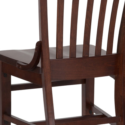 Flash Furniture XU-DG-W0006-WAL-GG School House Back Walnut Wood Restaurant Chair with Footrest - View 7