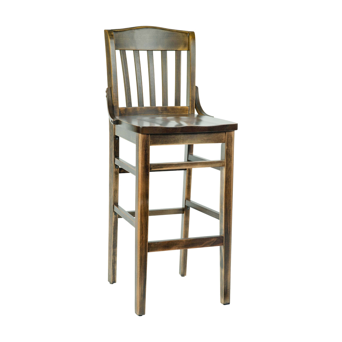 Flash Furniture XU-DG-W0006B-ANTCPR-GG School House Back Antique Copper Wood Restaurant Barstool with Footrest - Main view