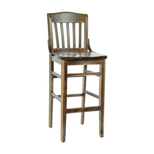 Flash Furniture XU-DG-W0006B-ANTCPR-GG School House Back Antique Copper Wood Restaurant Barstool with Footrest - Main view
