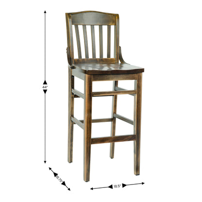 Flash Furniture XU-DG-W0006B-ANTCPR-GG School House Back Antique Copper Wood Restaurant Barstool with Footrest - View 4