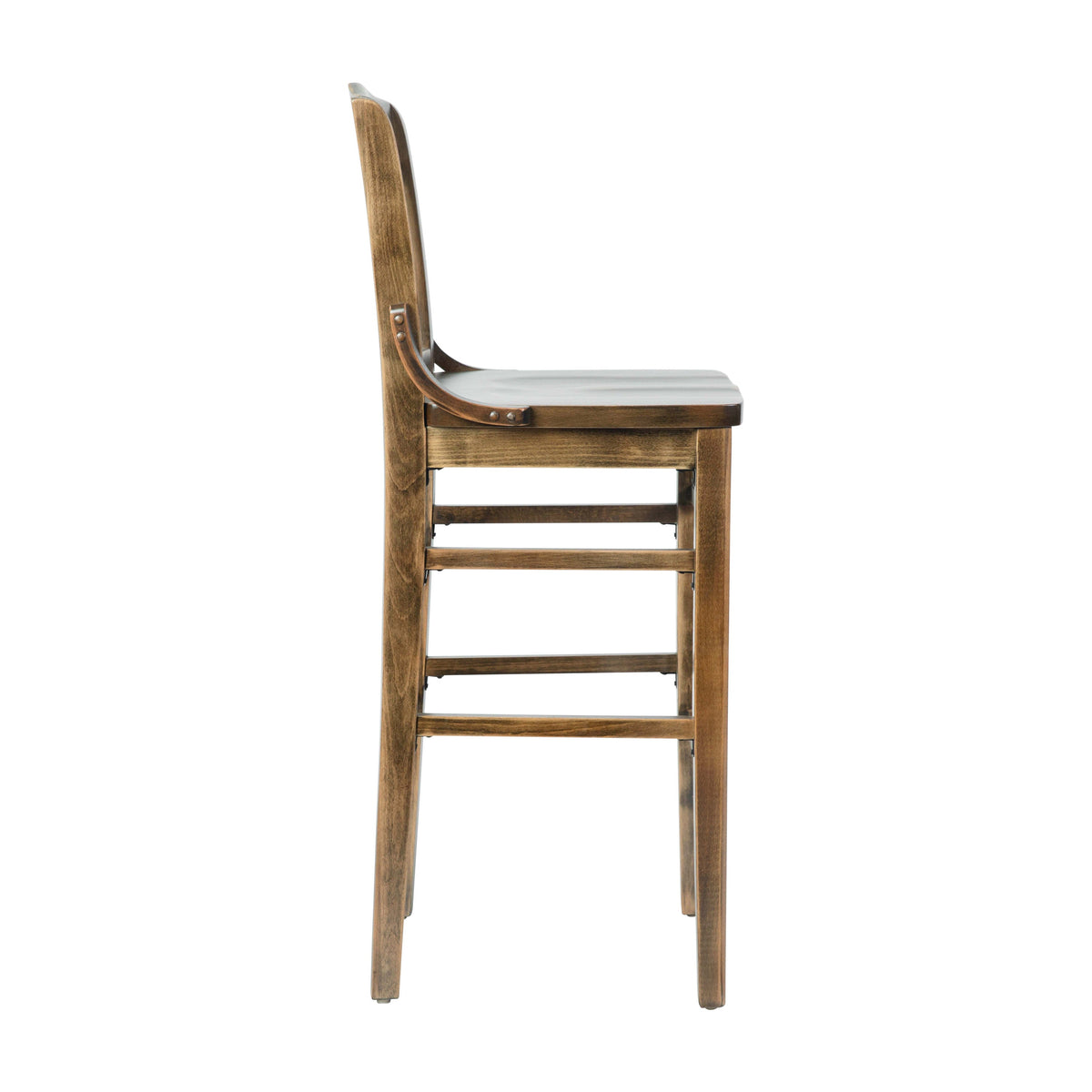 Flash Furniture XU-DG-W0006B-ANTCPR-GG School House Back Antique Copper Wood Restaurant Barstool with Footrest - View 7