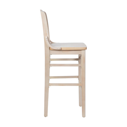 Flash Furniture XU-DG-W0006B-ANTWHT-GG School House Back Antique White Wood Restaurant Barstool with Footrest - View 7