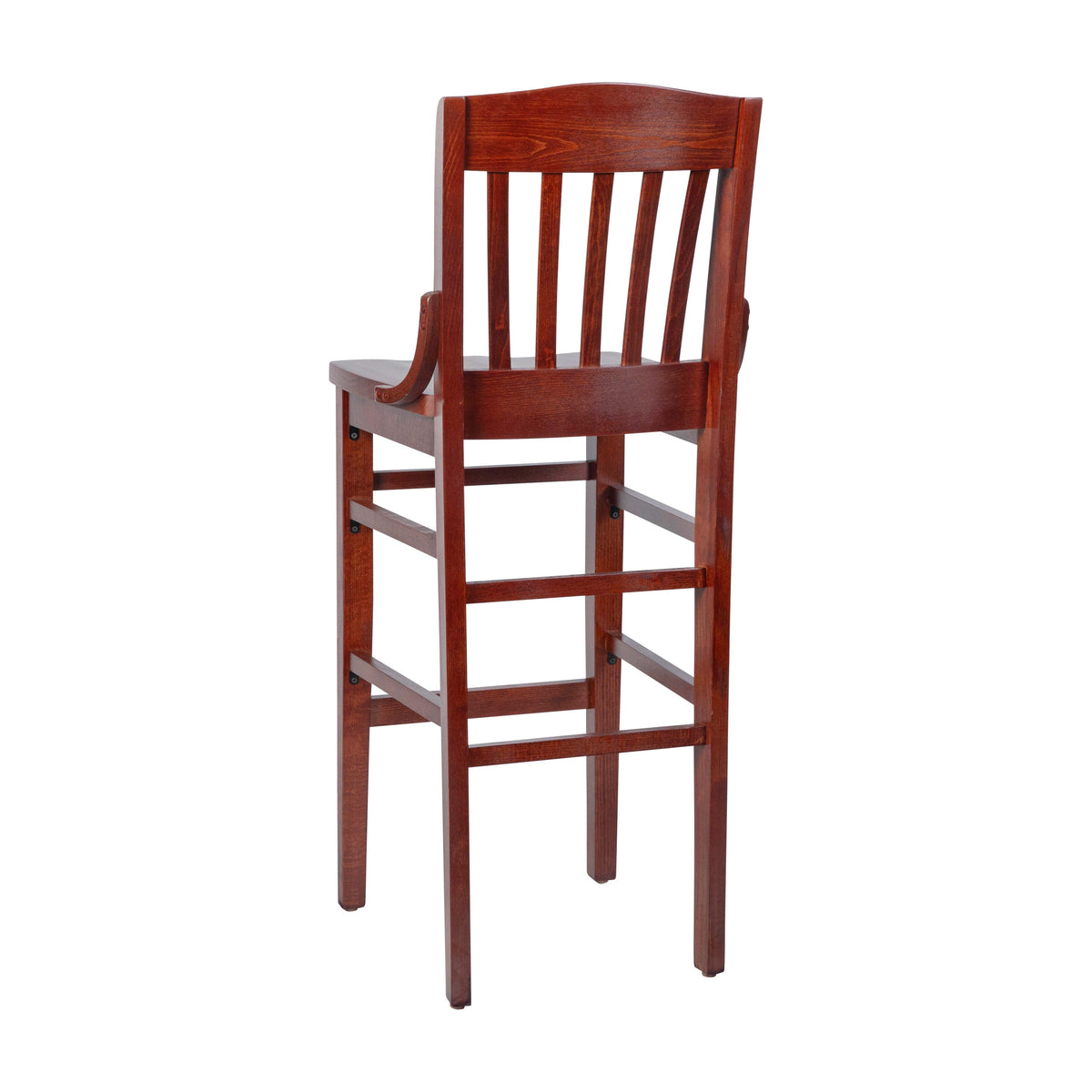 Flash Furniture XU-DG-W0006BAR-MAH-GG School House Back Mahogany Wood Restaurant Barstool with Footrest - View 5