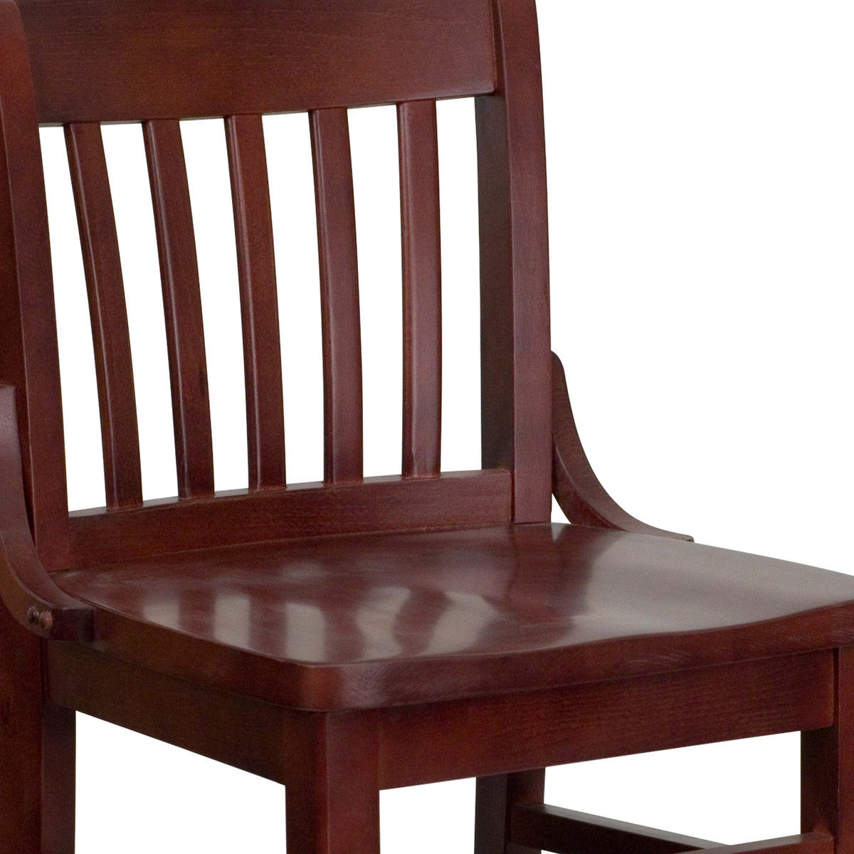 Flash Furniture XU-DG-W0006BAR-MAH-GG School House Back Mahogany Wood Restaurant Barstool with Footrest - View 6