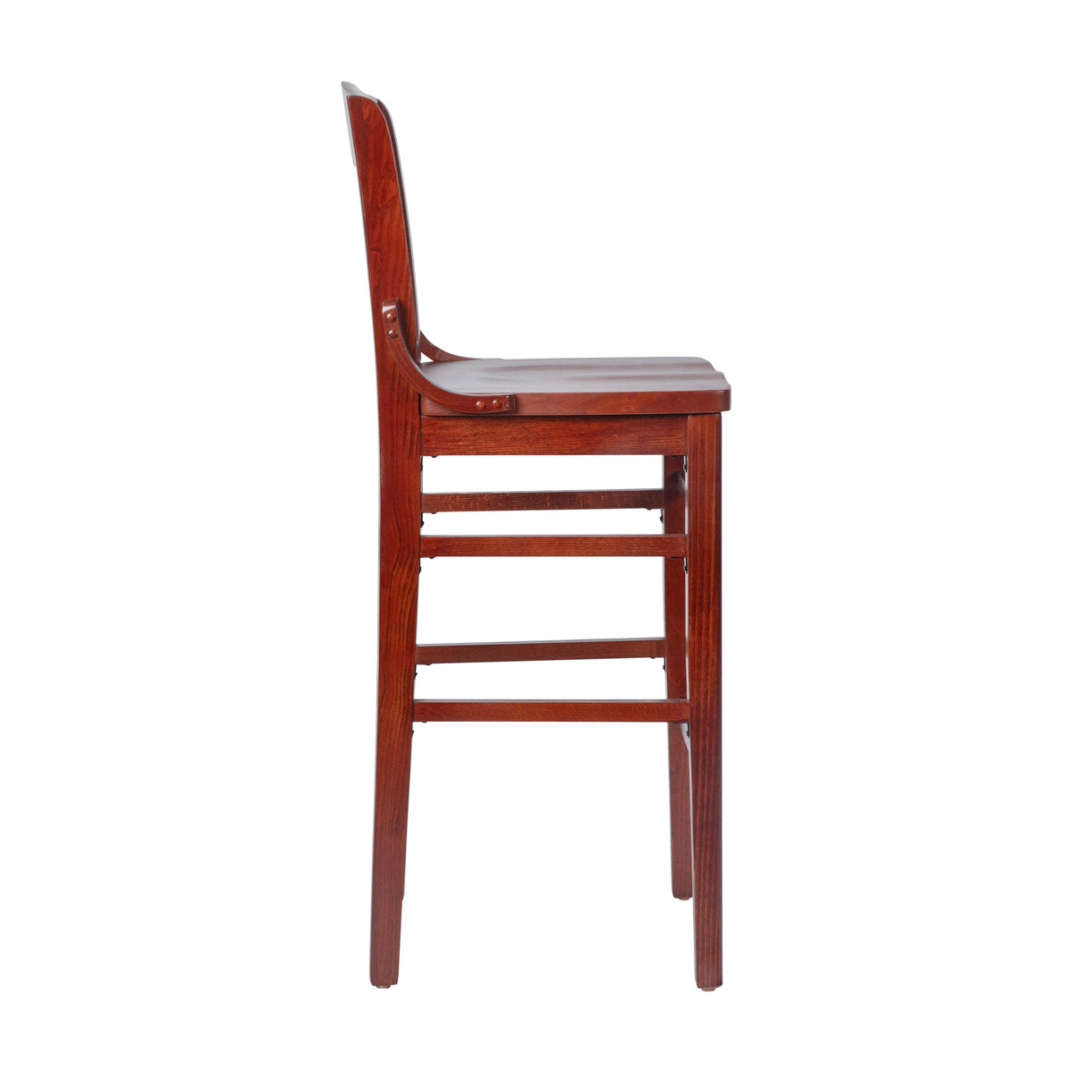 Flash Furniture XU-DG-W0006BAR-MAH-GG School House Back Mahogany Wood Restaurant Barstool with Footrest - View 7