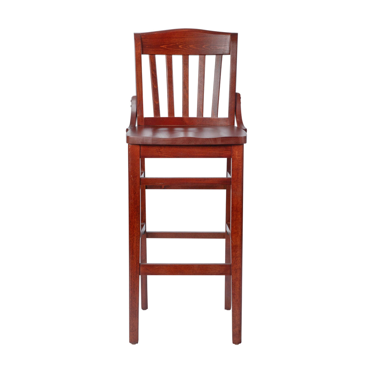Flash Furniture XU-DG-W0006BAR-MAH-GG School House Back Mahogany Wood Restaurant Barstool with Footrest - View 8