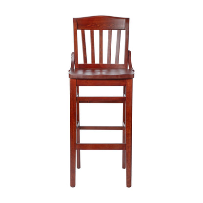 Flash Furniture XU-DG-W0006BAR-MAH-GG School House Back Mahogany Wood Restaurant Barstool with Footrest - View 8