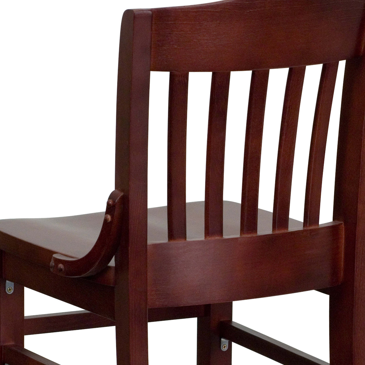 Flash Furniture XU-DG-W0006BAR-MAH-GG School House Back Mahogany Wood Restaurant Barstool with Footrest - View 9