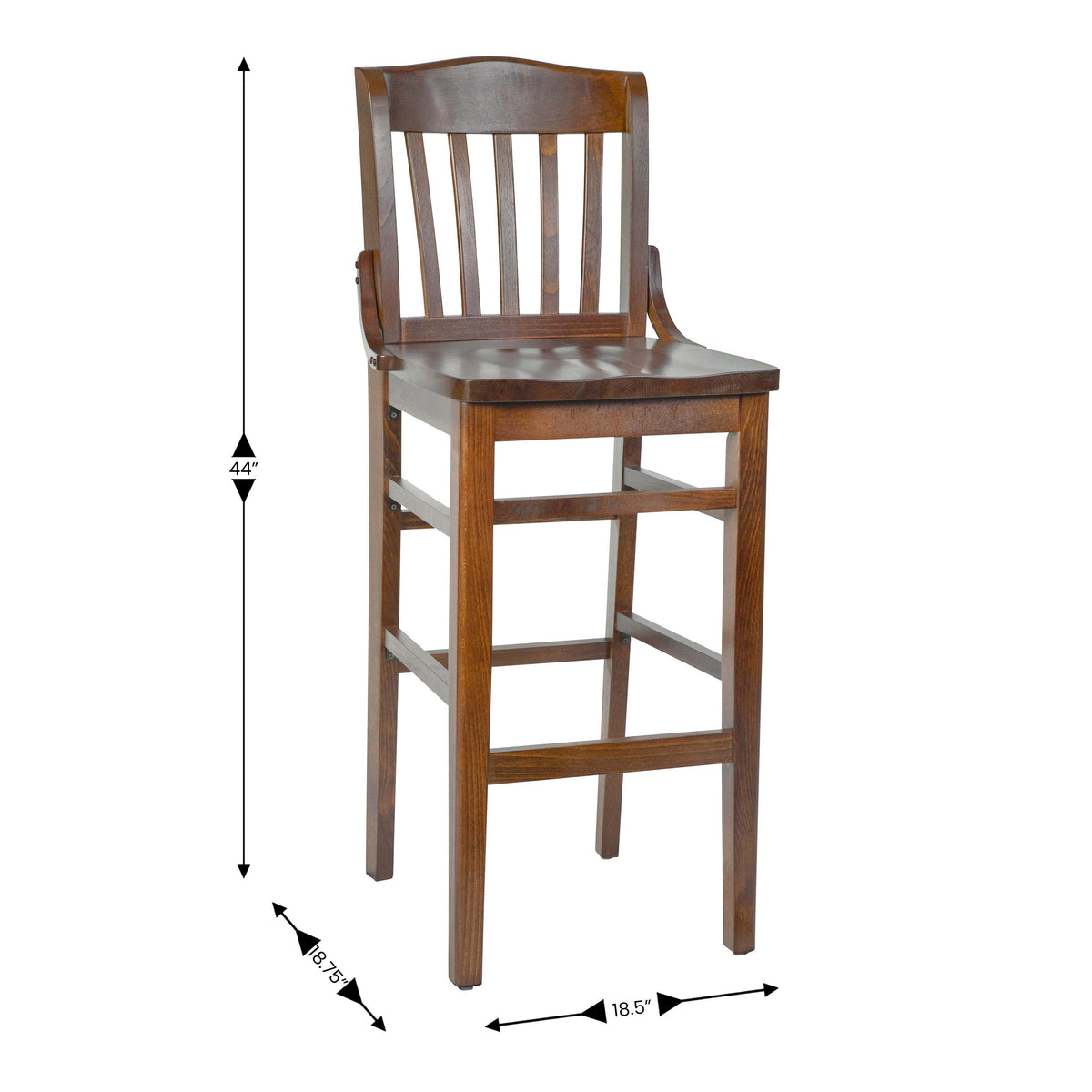Flash Furniture XU-DG-W0006BAR-WAL-GG School House Back Walnut Wood Restaurant Barstool with Footrest - View 4