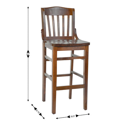 Flash Furniture XU-DG-W0006BAR-WAL-GG School House Back Walnut Wood Restaurant Barstool with Footrest - View 4