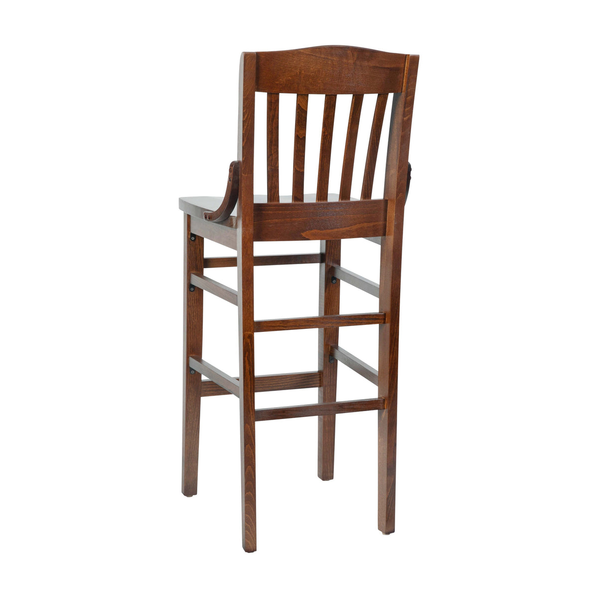 Flash Furniture XU-DG-W0006BAR-WAL-GG School House Back Walnut Wood Restaurant Barstool with Footrest - View 6