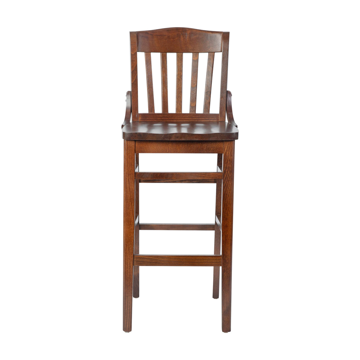 Flash Furniture XU-DG-W0006BAR-WAL-GG School House Back Walnut Wood Restaurant Barstool with Footrest - View 9