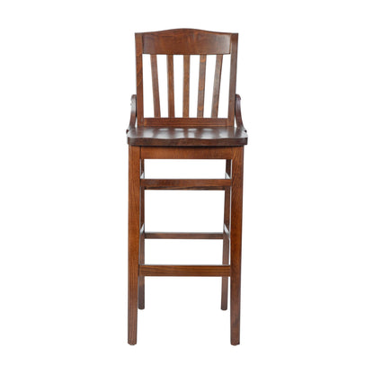 Flash Furniture XU-DG-W0006BAR-WAL-GG School House Back Walnut Wood Restaurant Barstool with Footrest - View 9