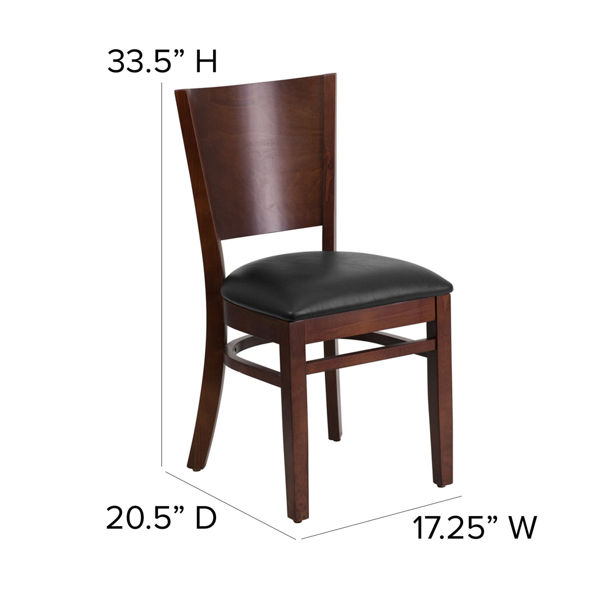 Flash Furniture XU-DG-W0094B-WAL-BLKV-GG Solid Back Walnut Wood Restaurant Chair - Black Vinyl Seat (Black Vinyl Seat/Walnut Wood Frame) - View 4
